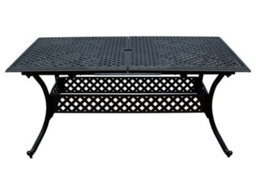 Sh&g Chirk 6 Seat Dining Table Set - 7 Piece Extendable Table & Chairs - Black Aluminium & Cream Cushions - Indoor & Outdoor - thumbnail 8