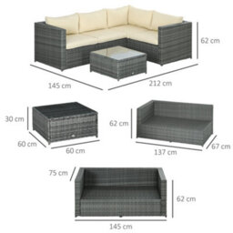 Wyld Haus Sapana 4-Seater Mixed Grey Rattan Corner Garden Sofa Set With Tempered Glass Table - thumbnail 3