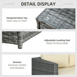 Wyld Haus Sapana 4-Seater Mixed Grey Rattan Corner Garden Sofa Set With Tempered Glass Table - thumbnail 6