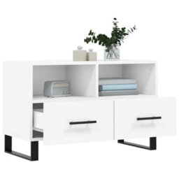 Berkfield Sturdy Tv Cabinet White 80X36X50 Cm Engineered Wood - thumbnail 4