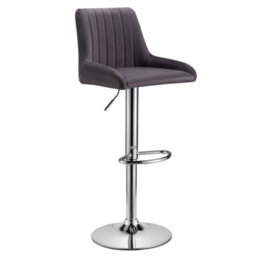 Spinningfield Bar Stools Set Of 2, Velvet Grey Kitchen Stools, Gas Lift Bar Stools With Adjustable Height, Chrome Footrest & Base - thumbnail 9