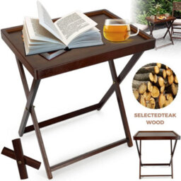 Wooden Folding Side Table Folding Patio Tray Table - thumbnail 3