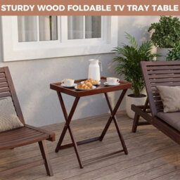 Wooden Folding Side Table Folding Patio Tray Table - thumbnail 6