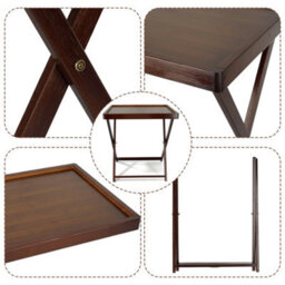 Wooden Folding Side Table Folding Patio Tray Table - thumbnail 5