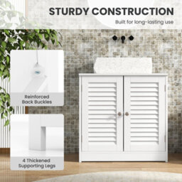 Costway Under Sink Cabinet Freestanding Bathroom Vanity Cabinet W/ 2 Shutter Doors - thumbnail 8