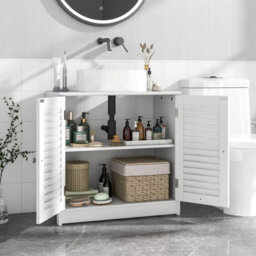 Costway Under Sink Cabinet Freestanding Bathroom Vanity Cabinet W/ 2 Shutter Doors - thumbnail 4