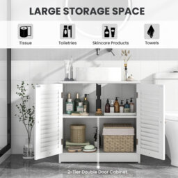 Costway Under Sink Cabinet Freestanding Bathroom Vanity Cabinet W/ 2 Shutter Doors - thumbnail 6