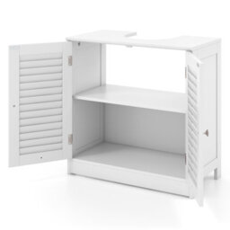Costway Under Sink Cabinet Freestanding Bathroom Vanity Cabinet W/ 2 Shutter Doors - thumbnail 2