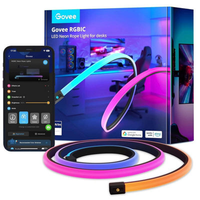 Govee Rgbic Gaming Lights, 3 M Neon Rope Soft Lighting For Desk, Led Strip Syncing With Razer Chroma, Smart App Control, Support