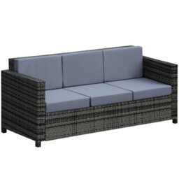Wyld Haus Neloro Mixed Grey Pe Rattan 3-Seater Outdoor Sofa With Cushions - L185 X D70 X H80Cm - thumbnail 2