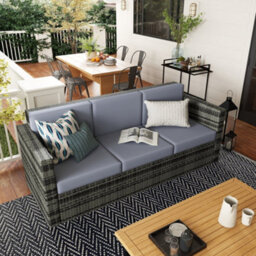Wyld Haus Neloro Mixed Grey Pe Rattan 3-Seater Outdoor Sofa With Cushions - L185 X D70 X H80Cm - thumbnail 3