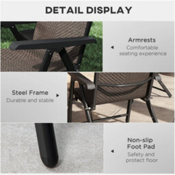 Outsunny Set Of 4 Outdoor Rattan Folding Chair W/ Adjustable Backrest Brown - thumbnail 7
