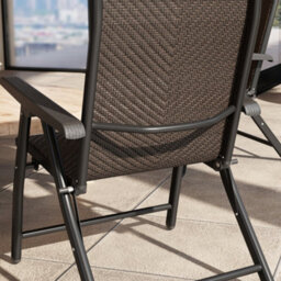 Outsunny Set Of 4 Outdoor Rattan Folding Chair W/ Adjustable Backrest Brown - thumbnail 9