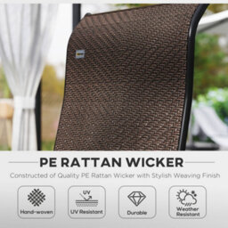 Outsunny Set Of 4 Outdoor Rattan Folding Chair W/ Adjustable Backrest Brown - thumbnail 6
