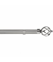 Unknown 28mm Fixed Length Metal Eyelet Curtain Pole Set In Chrome - Cage Finial, 360Cm - thumbnail 1