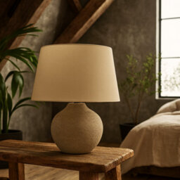 Wyld Haus Mediterranean Inspired Natural Ceramic Table Lamp With Cream Shade