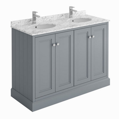 Plum&clay Fairmont Traditional Light Grey Square Floor Standing Bathroom Vanity Unit With Ceramic Basin & Marble Top (W)1200mm - image 1