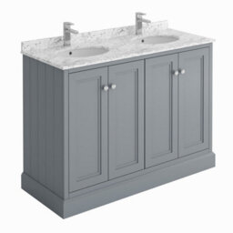 Plum&clay Fairmont Traditional Light Grey Square Floor Standing Bathroom Vanity Unit With Ceramic Basin & Marble Top (W)1200mm
