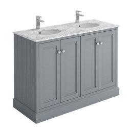 Plum&clay Fairmont Traditional Light Grey Square Floor Standing Bathroom Vanity Unit With Ceramic Basin & Marble Top (W)1200mm - thumbnail 2