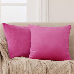 Deconovo Set Of 2 Crushed Velvet Cushion Covers 65Cm X 65Cm 26X26 Inches Throw Pillowcases For Teens With Invisible Zipper Fushcia - thumbnail 1