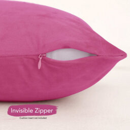Deconovo Set Of 2 Crushed Velvet Cushion Covers 65Cm X 65Cm 26X26 Inches Throw Pillowcases For Teens With Invisible Zipper Fushcia - thumbnail 3