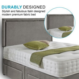 Dining Tables Seoul Matching Headboard Divan Set, 2 Drawer On Same Side With Sprung 1500 Comfort Mattress - Plush Grey - King - thumbnail 3