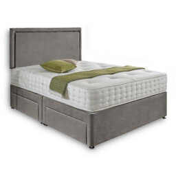 Dining Tables Seoul Matching Headboard Divan Set, 2 Drawer On Same Side With Sprung 1500 Comfort Mattress - Plush Grey - King - thumbnail 4