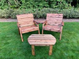 Charles Taylor Trading Charles Taylor Wooden Angled Twin Companion Grand 2 Seater Chair Table Red - thumbnail 2