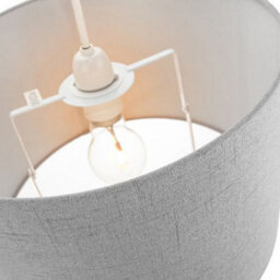 Happy Homewares Contemporary And Sleek Grey Textured Linen Fabric Drum Lamp Shade 60W Maximum - thumbnail 2