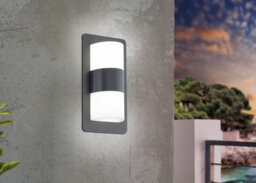 Stylish Ip44 Outdoor Wall Light In Anthracite Zinc Plated Steel With Dual E27 Bulb Support - thumbnail 5
