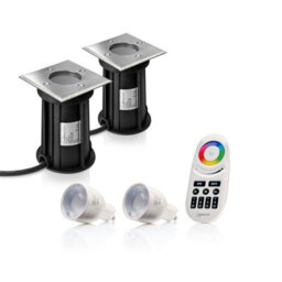 Auraglow Remote Control Colour Changing Outdoor Deck Light - Square - 2 Pack - thumbnail 1