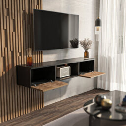 Decorotika Modern Elia Tv Unit With Storage Without Shelf Black And Alina - thumbnail 3