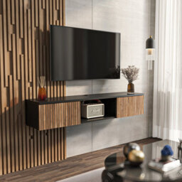 Decorotika Modern Elia Tv Unit With Storage Without Shelf Black And Alina - thumbnail 2
