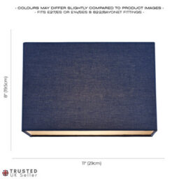 Happy Homewares Contemporary And Stylish Navy Midnight Blue Linen Fabric Rectangular Lamp Shade - thumbnail 6