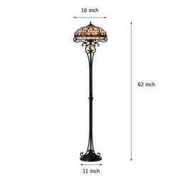 Belofay Tiffany Floor Lamps, Antique Stained Glass Handmade Tiffany Lights Floor Lamps 16X62 Inchs - thumbnail 3