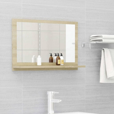 Walplus Bathroom Mirror Sonoma Oak 60X10.5X37 Cm Engineered Wood - image 1