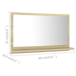 Walplus Bathroom Mirror Sonoma Oak 60X10.5X37 Cm Engineered Wood - thumbnail 7
