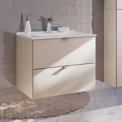 Heze Furniture Dalia Bathroom Cabinet 60Cm With 2 Drawers And Basin - Cashmere - image 1