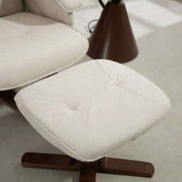 Homcom Swivel Recliner Chair With Footstool And Wooden Base, Beige - thumbnail 7