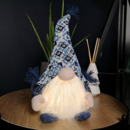 Samuel Alexander 35Cm Battery Operated Light Up Sitting Christmas Gonk In Light Blue - thumbnail 1