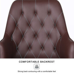 Swivel Desk Chair, Adjustable Heigh Pvc Leather Office Chair - Brown - thumbnail 5