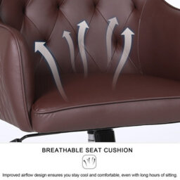 Swivel Desk Chair, Adjustable Heigh Pvc Leather Office Chair - Brown - thumbnail 4