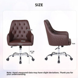 Swivel Desk Chair, Adjustable Heigh Pvc Leather Office Chair - Brown - thumbnail 8
