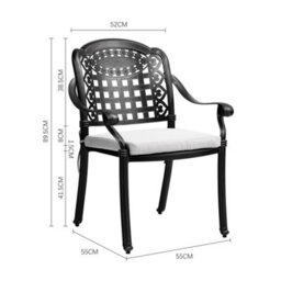Living And Home Set Of 3 Black Cast Aluminum 2 Seater Outdoor Garden Dining Set Coffee Table And Chairs Set With Umbrella Hole - thumbnail 5