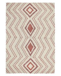 Beliani Geometric Hand-Tufted Cotton Rug 140 X 200 Cm Beige Pink - thumbnail 1