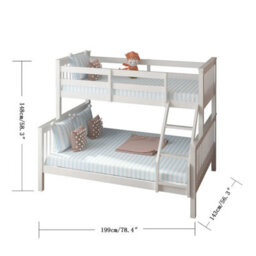 Interior Emporium Lily Wooden Trio Bunk Bed With Single Mattress - Space-Saving Solid Pine Frame - White - thumbnail 3