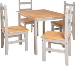 Mews Corona Dining Table Set 4 Seater Grey Solid Mexican Pine Wood Table With 4 Chairs - thumbnail 3