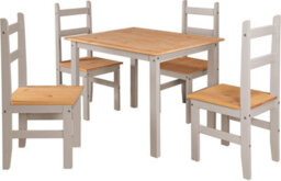 Mews Corona Dining Table Set 4 Seater Grey Solid Mexican Pine Wood Table With 4 Chairs - thumbnail 2