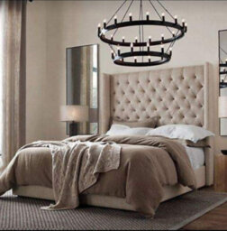 Stratus Interiors Alexander Wing Back Bed Frame Chesterfield Headboard - Add Professional Assembly & Delivery- Double - Standard Bed - thumbnail 3