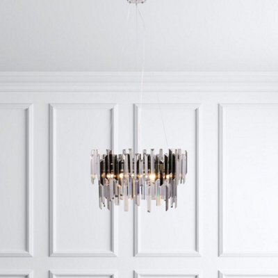 Pagazzi Lighting Pagazzi Onega 3-Light Chrome Smoked Glass Pendant Ceiling Light - image 1